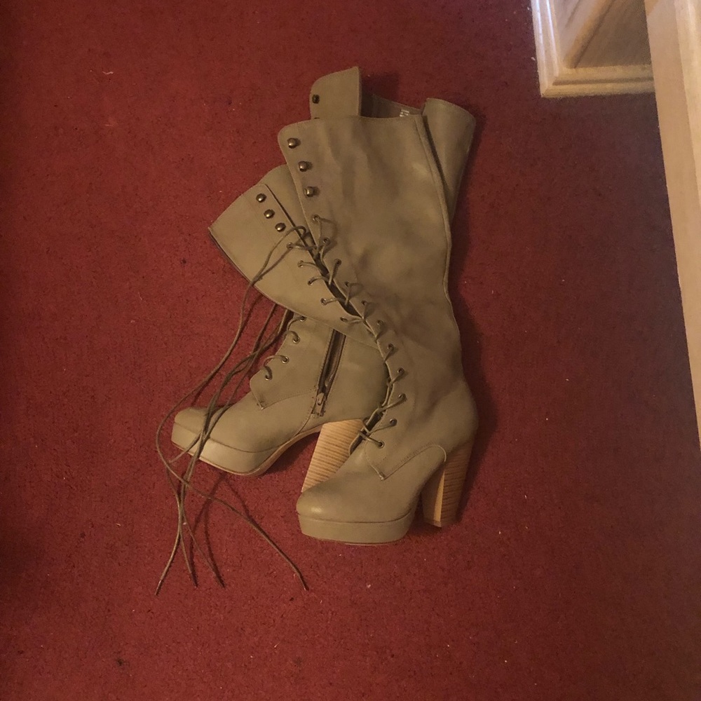 Just Fab beige lace up boots